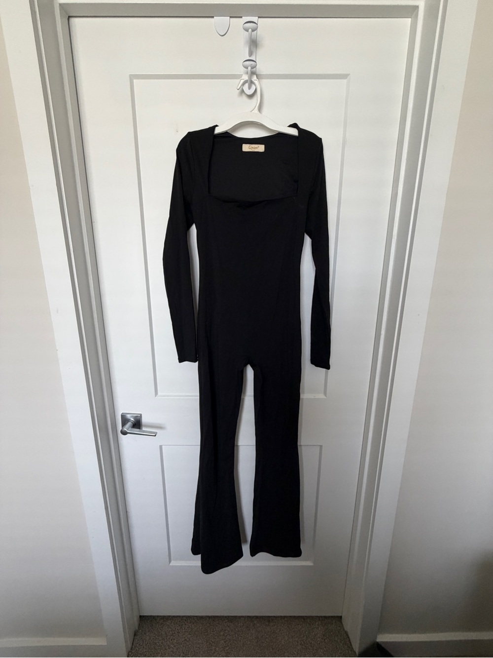 Black Long-Sleeve Flared Jumpsuit